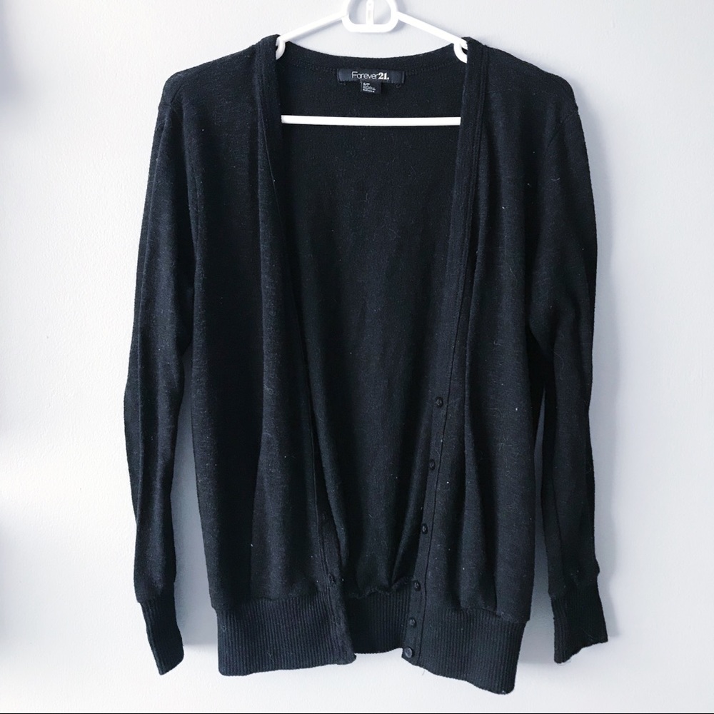 Forever 21 Black Button Down Cardigan